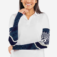 Aloha Hawaii Kalo Pikake Lei Arm Sleeves Chest Tattoo Oxford Blue Hawaiian Pattern