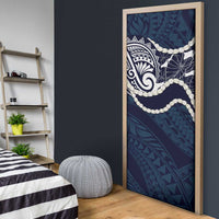 Aloha Hawaii Kalo Pikake Lei Door Cover Chest Tattoo Oxford Blue Hawaiian Pattern LT14 - Polynesian Pride