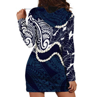 Aloha Hawaii Kalo Pikake Lei Hoodie Dress Chest Tattoo Oxford Blue Hawaiian Pattern