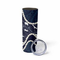 Aloha Hawaii Kalo Pikake Lei Skinny Tumbler Chest Tattoo Oxford Blue Hawaiian Pattern LT14 - Polynesian Pride