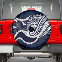 Aloha Hawaii Kalo Pikake Lei Spare Tire Cover Chest Tattoo Oxford Blue Hawaiian Pattern LT14 - Polynesian Pride