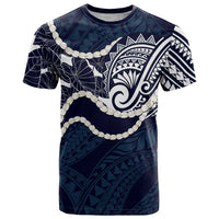 Aloha Hawaii Kalo Pikake Lei T Shirt Chest Tattoo Oxford Blue Hawaiian Pattern