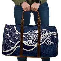 Aloha Hawaii Kalo Pikake Lei Travel Bag Chest Tattoo Oxford Blue Hawaiian Pattern LT14 Oxford Blue - Polynesian Pride