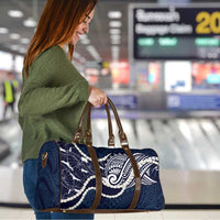 Aloha Hawaii Kalo Pikake Lei Travel Bag Chest Tattoo Oxford Blue Hawaiian Pattern LT14 - Polynesian Pride