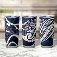 Aloha Hawaii Kalo Pikake Lei Tumbler Cup Chest Tattoo Oxford Blue Hawaiian Pattern LT14 - Polynesian Pride
