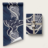 Aloha Hawaii Kalo Pikake Lei Wrapping Paper Chest Tattoo Oxford Blue Hawaiian Pattern