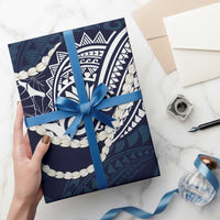 Aloha Hawaii Kalo Pikake Lei Wrapping Paper Chest Tattoo Oxford Blue Hawaiian Pattern