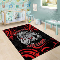 Personalised Aotearoa Bulldog Area Rug NZ Maori Tattoo