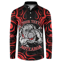 Personalised Aotearoa Bulldog Button Sweatshirt NZ Maori Tattoo