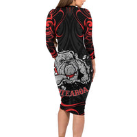 Personalised Aotearoa Bulldog Family Matching Long Sleeve Bodycon Dress and Hawaiian Shirt NZ Maori Tattoo