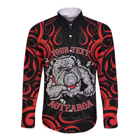 Personalised Aotearoa Bulldog Long Sleeve Button Shirt NZ Maori Tattoo