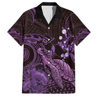 Purple Aloha Hawaii Family Matching Tank Maxi Dress and Hawaiian Shirt Snorkeling With Sea Turtle Polynesian Pattern