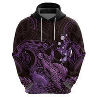 Purple Aloha Hawaii Zip Hoodie Snorkeling With Sea Turtle Polynesian Pattern