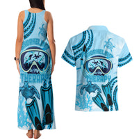 Hawaii Sea Turtle Snorkeling Is My Therapy Couples Matching Tank Maxi Dress and Hawaiian Shirt