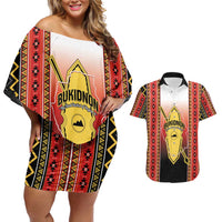 Personalised Bukidnon Philippines Couples Matching Off Shoulder Short Dress and Hawaiian Shirt The Food Basket of Region X