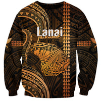 Personalised Hawaiian Islands Sweatshirt Lani Map Gold Kanaka With Kakau LT14 Unisex Gold - Polynesian Pride