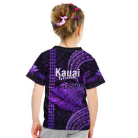 Polynesian Pride Hawaiian Islands Kid T Shirt Kauai Map Purple Kanaka With Kakau LT14 - Polynesian Pride