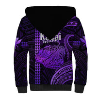 Polynesian Pride Hawaiian Islands Sherpa Hoodie Kauai Map Purple Kanaka With Kakau LT14 - Polynesian Pride