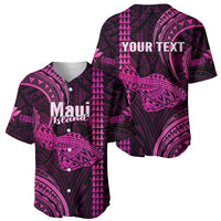 Personalised Hawaiian Islands Baseball Jersey Maui Map Pink Kanaka With Kakau LT14 - Polynesian Pride
