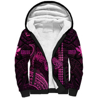 Personalised Hawaiian Islands Sherpa Hoodie Maui Map Pink Kanaka With Kakau LT14 Unisex Pink - Polynesian Pride