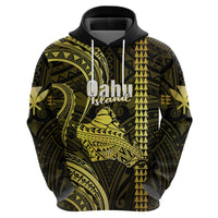Polynesian Pride Hawaiian Islands Hoodie Oahu Map Yellow Kanaka With Kakau LT14 - Polynesian Pride