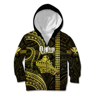Polynesian Pride Hawaiian Islands Kid Hoodie Oahu Map Yellow Kanaka With Kakau LT14 Zip Hoodie Yellow - Polynesian Pride