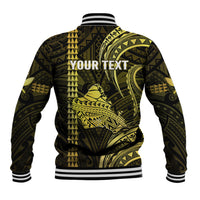 Personalised Hawaiian Islands Baseball Jacket Oahu Map Yellow Kanaka With Kakau LT14 - Polynesian Pride