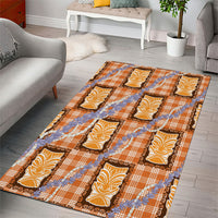 Aloha Hawaii Tiki Palaka Motifs Area Rug Honohono Lei Orange Elegant Vibes LT14 - Polynesian Pride