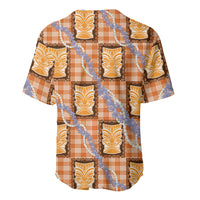 Aloha Hawaii Tiki Palaka Motifs Baseball Jersey Honohono Lei Orange Elegant Vibes LT14 - Polynesian Pride