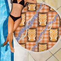 Aloha Hawaii Tiki Palaka Motifs Beach Blanket Honohono Lei Orange Elegant Vibes LT14 - Polynesian Pride
