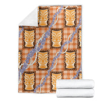 Aloha Hawaii Tiki Palaka Motifs Blanket Honohono Lei Orange Elegant Vibes LT14 - Polynesian Pride