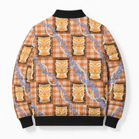 Aloha Hawaii Tiki Palaka Motifs Bomber Puffer Jacket Honohono Lei Orange Elegant Vibes LT14 - Polynesian Pride