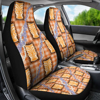 Aloha Hawaii Tiki Palaka Motifs Car Seat Cover Honohono Lei Orange Elegant Vibes