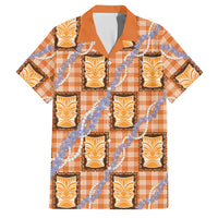 Aloha Hawaii Tiki Palaka Motifs Family Matching Mermaid Dress and Hawaiian Shirt Honohono Lei Orange Elegant Vibes LT14 Dad's Shirt - Short Sleeve Orange - Polynesian Pride
