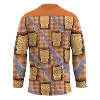 Aloha Hawaii Tiki Palaka Motifs Hockey Jersey Honohono Lei Orange Elegant Vibes LT14 - Polynesian Pride