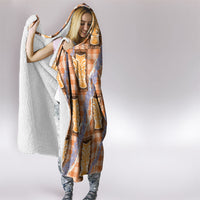 Aloha Hawaii Tiki Palaka Motifs Hooded Blanket Honohono Lei Orange Elegant Vibes LT14 - Polynesian Pride