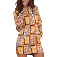 Aloha Hawaii Tiki Palaka Motifs Hoodie Dress Honohono Lei Orange Elegant Vibes LT14 Orange - Polynesian Pride