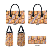 Aloha Hawaii Tiki Palaka Motifs Leather Bag Honohono Lei Orange Elegant Vibes LT14 - Polynesian Pride