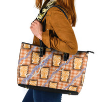 Aloha Hawaii Tiki Palaka Motifs Leather Tote Bag Honohono Lei Orange Elegant Vibes LT14 Orange - Polynesian Pride