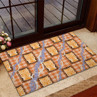 Aloha Hawaii Tiki Palaka Motifs Rubber Doormat Honohono Lei Orange Elegant Vibes LT14 - Polynesian Pride