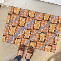Aloha Hawaii Tiki Palaka Motifs Rubber Doormat Honohono Lei Orange Elegant Vibes LT14 - Polynesian Pride