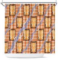 Aloha Hawaii Tiki Palaka Motifs Shower Curtain Honohono Lei Orange Elegant Vibes LT14 Orange - Polynesian Pride