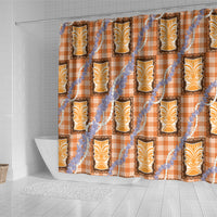 Aloha Hawaii Tiki Palaka Motifs Shower Curtain Honohono Lei Orange Elegant Vibes LT14 - Polynesian Pride
