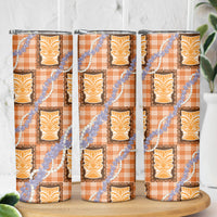 Aloha Hawaii Tiki Palaka Motifs Skinny Tumbler Honohono Lei Orange Elegant Vibes LT14 - Polynesian Pride