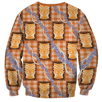 Aloha Hawaii Tiki Palaka Motifs Sweatshirt Honohono Lei Orange Elegant Vibes LT14 - Polynesian Pride