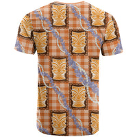 Aloha Hawaii Tiki Palaka Motifs T Shirt Honohono Lei Orange Elegant Vibes LT14 - Polynesian Pride