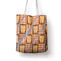 Aloha Hawaii Tiki Palaka Motifs Tote Bag Honohono Lei Orange Elegant Vibes LT14 - Polynesian Pride