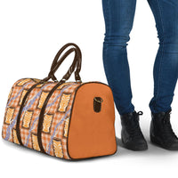 Aloha Hawaii Tiki Palaka Motifs Travel Bag Honohono Lei Orange Elegant Vibes LT14 - Polynesian Pride