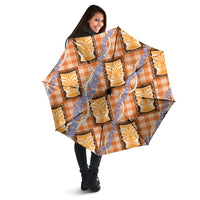 Aloha Hawaii Tiki Palaka Motifs Umbrella Honohono Lei Orange Elegant Vibes LT14 - Polynesian Pride