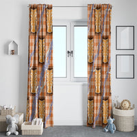 Aloha Hawaii Tiki Palaka Motifs Window Curtain Honohono Lei Orange Elegant Vibes LT14 - Polynesian Pride